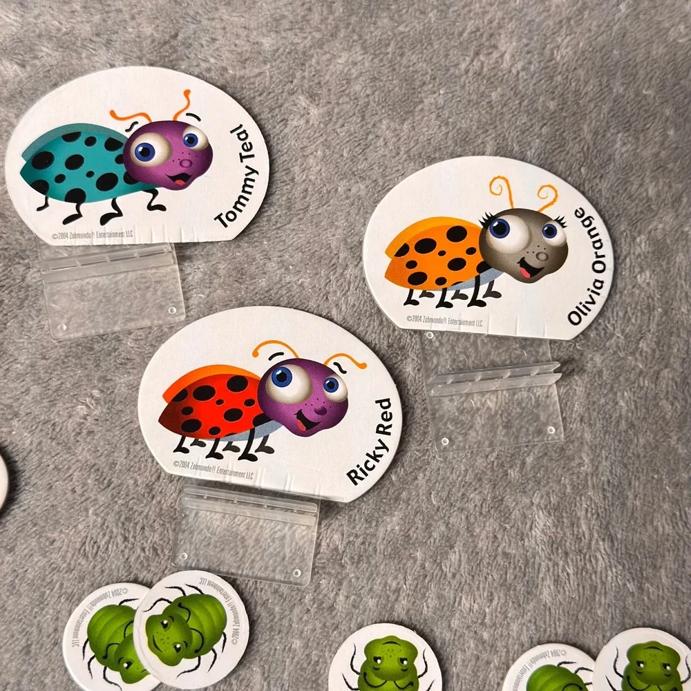 The Ladybug Game by Zobmondo 2004 Replacement Pcs 4 Movers w/Stands &‎ 61 Tokens